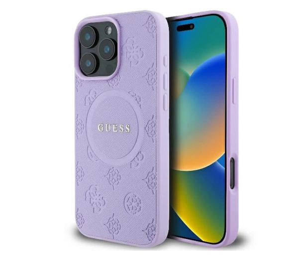 Guess Saffiano Classic Logo do iPhone 16 Pro Max fioletowy - 1278287 - zdjęcie